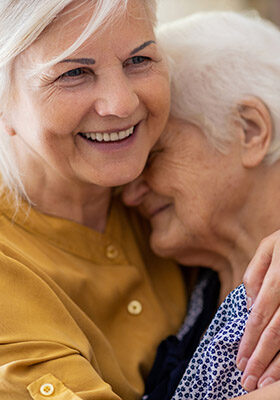 Woman spending time with her elderly mother